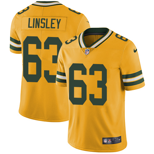 Men's Nike Green Bay Packers #63 Corey Linsley Elite Gold Rush Vapor Untouchable NFL Jersey