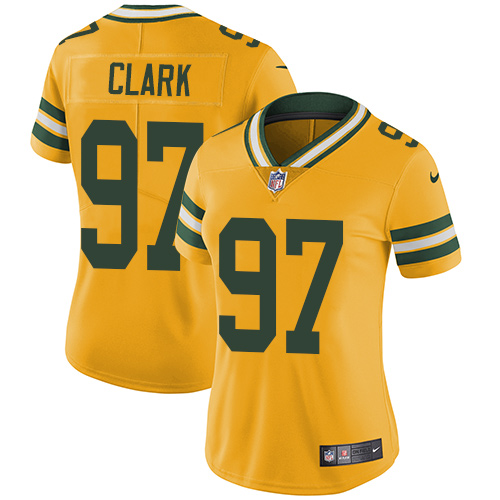 Women's Nike Green Bay Packers #97 Kenny Clark Limited Gold Rush Vapor Untouchable NFL Jersey
