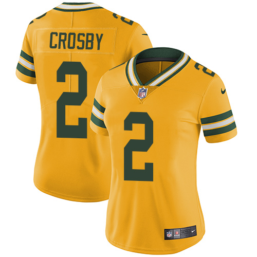 Women's Nike Green Bay Packers #2 Mason Crosby Limited Gold Rush Vapor Untouchable NFL Jersey