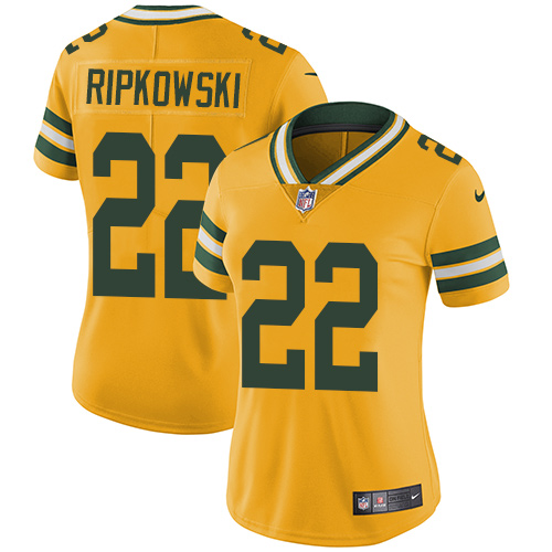 Women's Nike Green Bay Packers #22 Aaron Ripkowski Limited Gold Rush Vapor Untouchable NFL Jersey