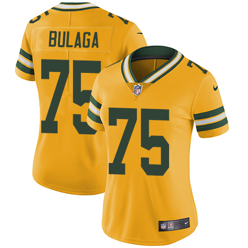 Women's Nike Green Bay Packers #75 Bryan Bulaga Limited Gold Rush Vapor Untouchable NFL Jersey