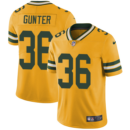 Men's Nike Green Bay Packers #36 LaDarius Gunter Elite Gold Rush Vapor Untouchable NFL Jersey