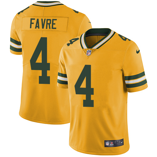 Men's Nike Green Bay Packers #4 Brett Favre Elite Gold Rush Vapor Untouchable NFL Jersey