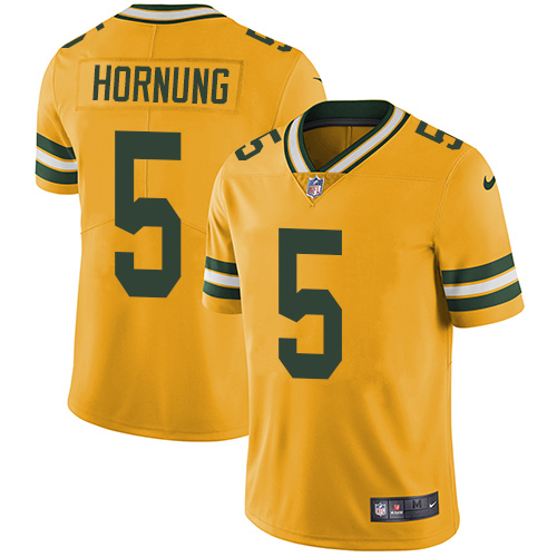 Men's Nike Green Bay Packers #5 Paul Hornung Limited Gold Rush Vapor Untouchable NFL Jersey