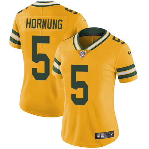 Women's Nike Green Bay Packers #5 Paul Hornung Limited Gold Rush Vapor Untouchable NFL Jersey