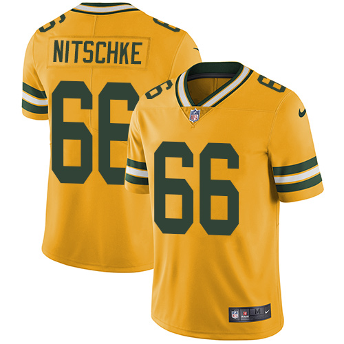 Men's Nike Green Bay Packers #66 Ray Nitschke Limited Gold Rush Vapor Untouchable NFL Jersey