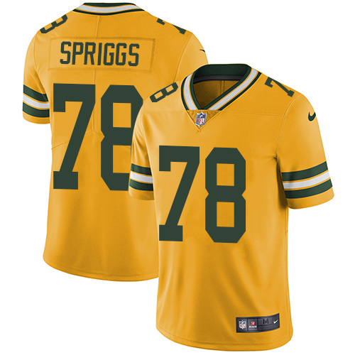Men's Nike Green Bay Packers #78 Jason Spriggs Elite Gold Rush Vapor Untouchable NFL Jersey