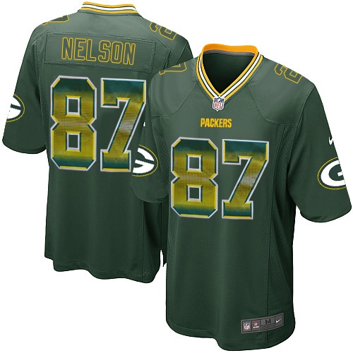 Men's Nike Green Bay Packers #87 Jordy Nelson Limited Green Strobe NFL Jersey