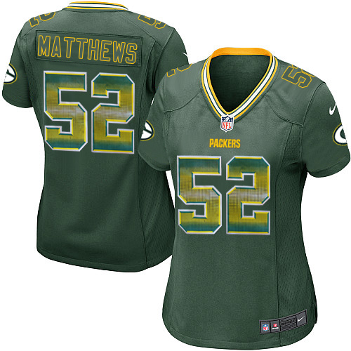 Women's Nike Green Bay Packers #52 Clay Matthews Limited Green Strobe NFL Jersey