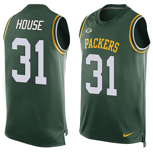 Men's Nike Green Bay Packers #31 Davon House Limited Green Player Name & Number Tank Top NFL Jersey