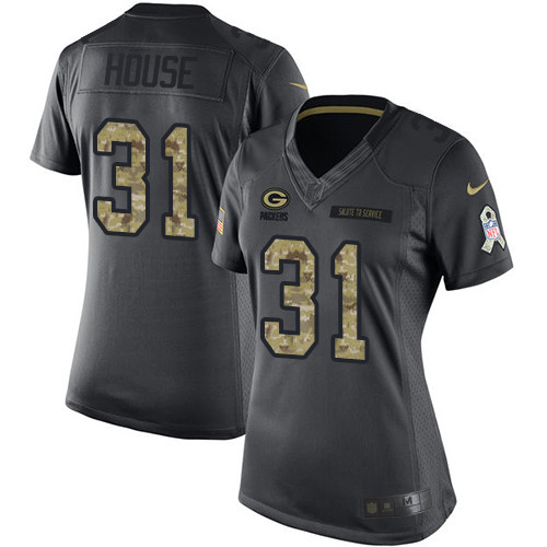 Women's Nike Green Bay Packers #31 Davon House Limited Black 2016 Salute to Service NFL Jersey
