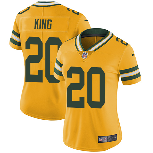 Women's Nike Green Bay Packers #20 Kevin King Limited Gold Rush Vapor Untouchable NFL Jersey