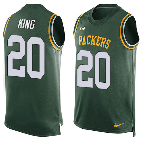 Men's Nike Green Bay Packers #20 Kevin King Limited Green Player Name & Number Tank Top NFL Jersey