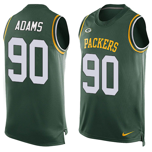 Men's Nike Green Bay Packers #90 Montravius Adams Limited Green Player Name & Number Tank Top NFL Jersey