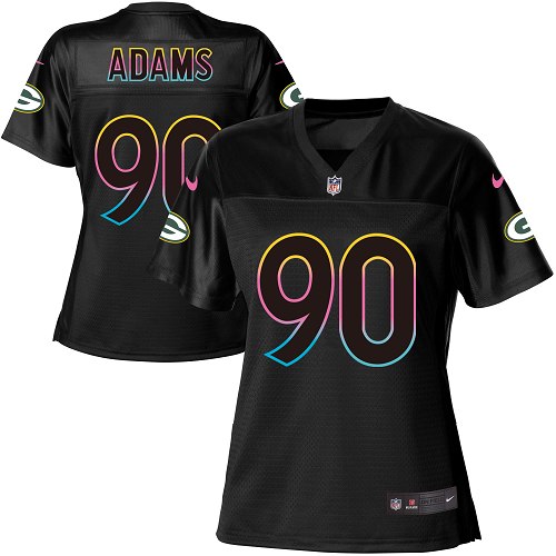 Women's Nike Green Bay Packers #90 Montravius Adams Game Black Fashion NFL Jersey