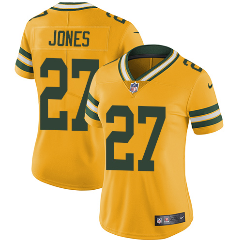 Women's Nike Green Bay Packers #27 Josh Jones Limited Gold Rush Vapor Untouchable NFL Jersey