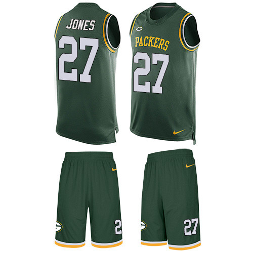 Men's Nike Green Bay Packers #27 Josh Jones Limited Green Tank Top Suit NFL Jersey