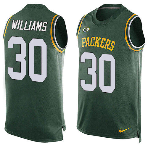 Men's Nike Green Bay Packers #30 Jamaal Williams Limited Green Player Name & Number Tank Top NFL Jersey