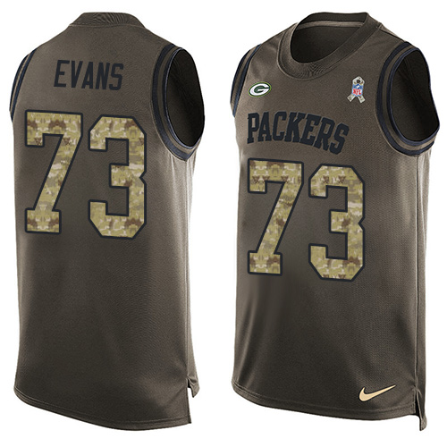 Men's Nike Green Bay Packers #73 Jahri Evans Limited Green Salute to Service Tank Top NFL Jersey