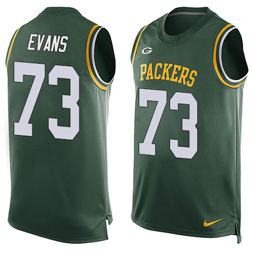 Men's Nike Green Bay Packers #73 Jahri Evans Limited Green Player Name & Number Tank Top NFL Jersey