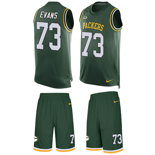 Men's Nike Green Bay Packers #73 Jahri Evans Limited Green Tank Top Suit NFL Jersey