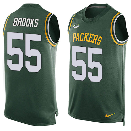 Men's Nike Green Bay Packers #55 Ahmad Brooks Limited Green Player Name & Number Tank Top NFL Jersey