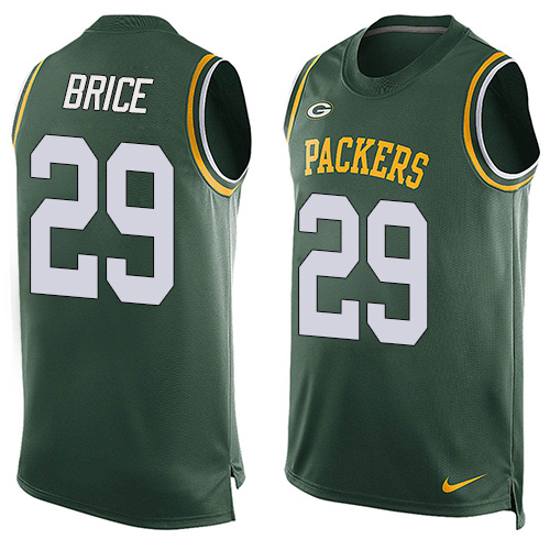 Men's Nike Green Bay Packers #29 Kentrell Brice Limited Green Player Name & Number Tank Top NFL Jersey