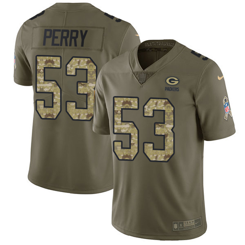 Youth Nike Green Bay Packers #53 Nick Perry Limited Olive/Camo 2017 Salute to Service NFL Jersey
