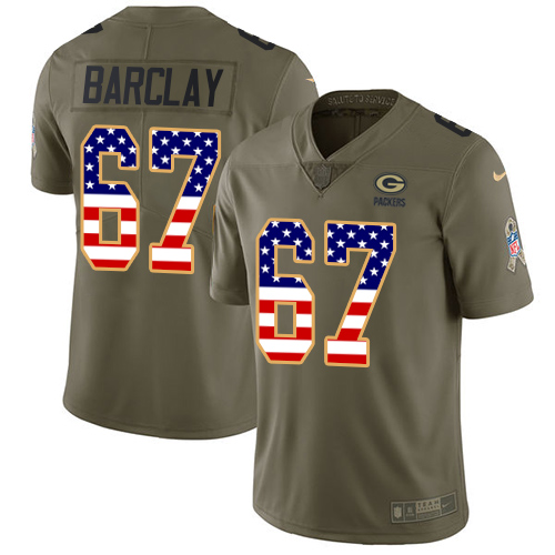 Men's Nike Green Bay Packers #67 Don Barclay Limited Olive/USA Flag 2017 Salute to Service NFL Jersey