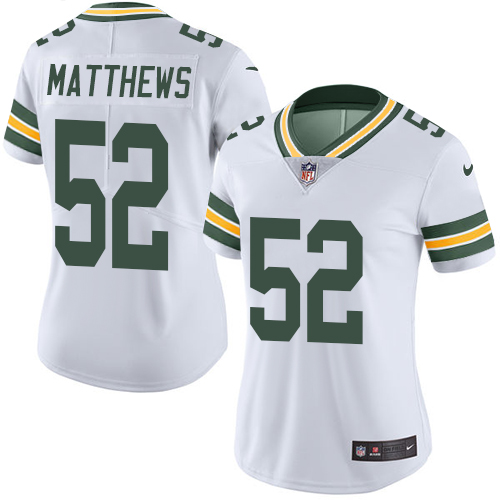 Women's Nike Green Bay Packers #52 Clay Matthews White Vapor Untouchable Limited Player NFL Jersey