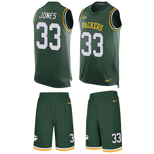 Men's Nike Green Bay Packers #33 Aaron Jones Limited Green Tank Top Suit NFL Jersey