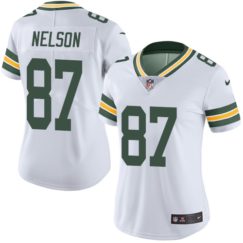 Women's Nike Green Bay Packers #87 Jordy Nelson White Vapor Untouchable Elite Player NFL Jersey
