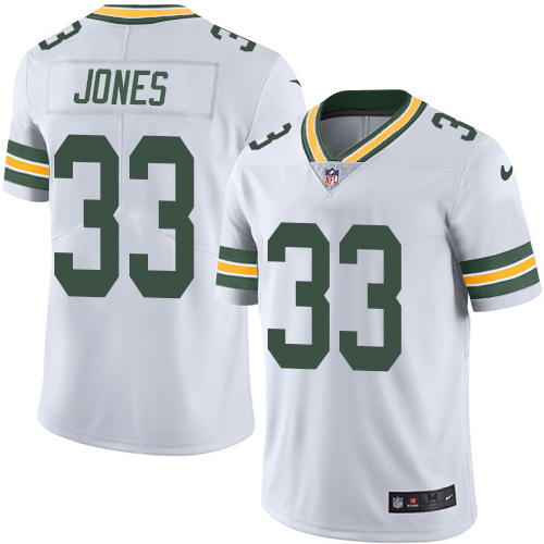 Men's Nike Green Bay Packers #33 Aaron Jones White Vapor Untouchable Limited Player NFL Jersey