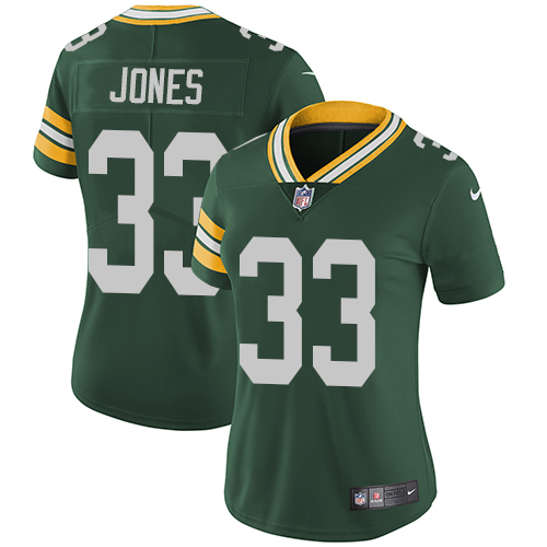 Women's Nike Green Bay Packers #33 Aaron Jones Green Team Color Vapor Untouchable Limited Player NFL Jersey