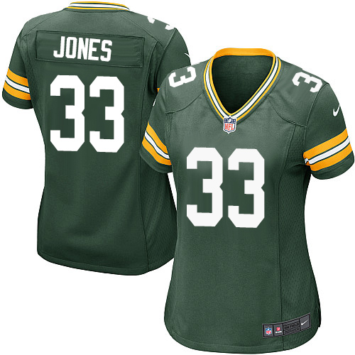 Women's Nike Green Bay Packers #33 Aaron Jones Game Green Team Color NFL Jersey
