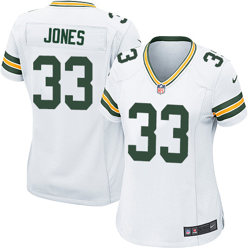 Women's Nike Green Bay Packers #33 Aaron Jones Game White NFL Jersey