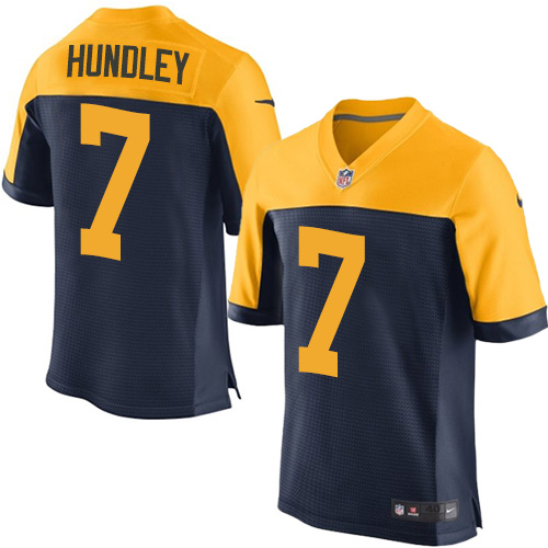 Men's Nike Green Bay Packers #7 Brett Hundley Elite Navy Blue Alternate NFL Jersey