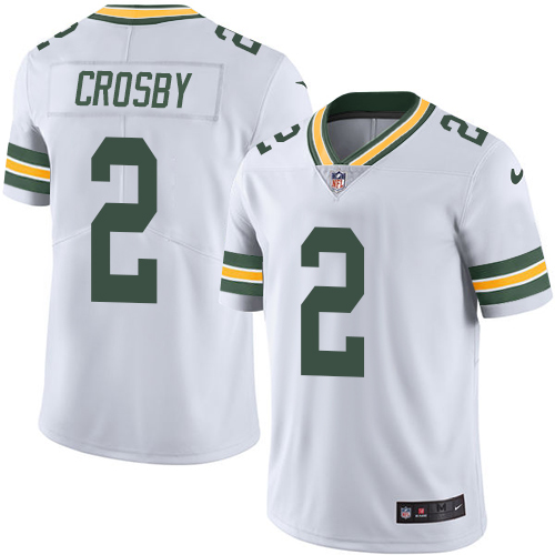 Men's Nike Green Bay Packers #2 Mason Crosby White Vapor Untouchable Limited Player NFL Jersey