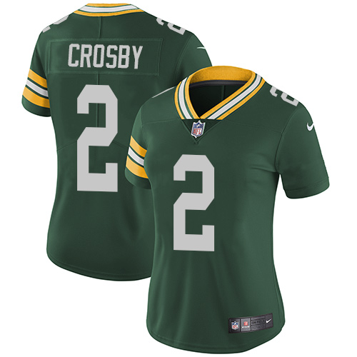Women's Nike Green Bay Packers #2 Mason Crosby Green Team Color Vapor Untouchable Elite Player NFL Jersey