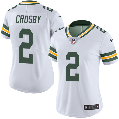 Women's Nike Green Bay Packers #2 Mason Crosby White Vapor Untouchable Elite Player NFL Jersey