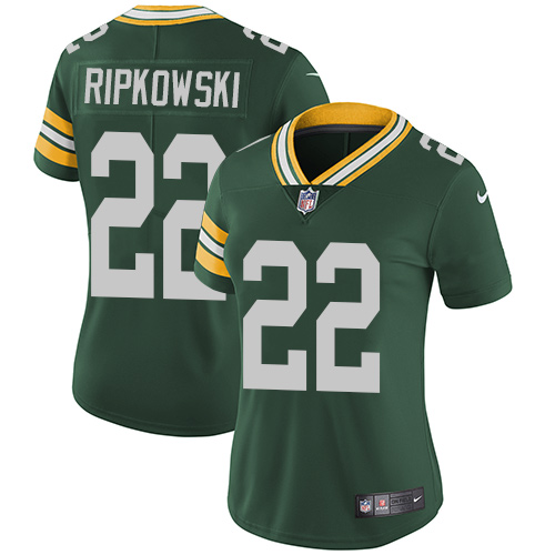 Women's Nike Green Bay Packers #22 Aaron Ripkowski Green Team Color Vapor Untouchable Elite Player NFL Jersey