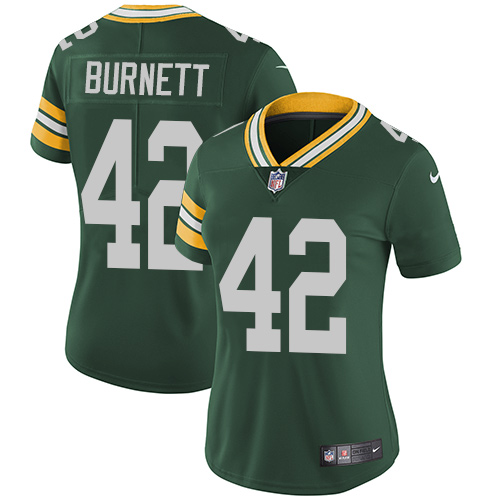 Women's Nike Green Bay Packers #42 Morgan Burnett Green Team Color Vapor Untouchable Elite Player NFL Jersey