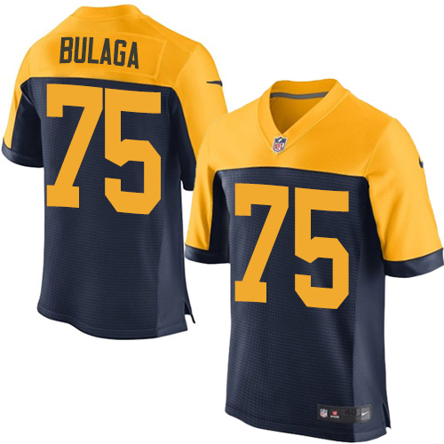 Men's Nike Green Bay Packers #75 Bryan Bulaga Elite Navy Blue Alternate NFL Jersey
