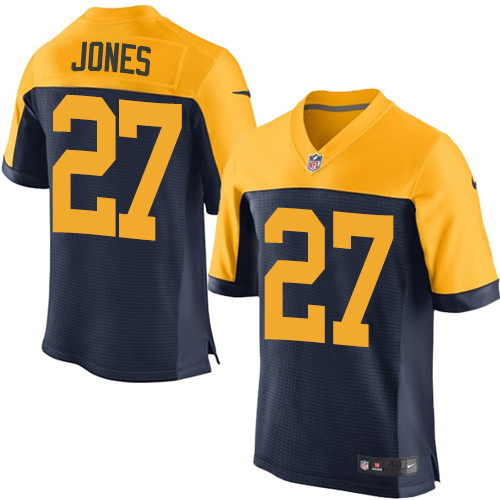 Men's Nike Green Bay Packers #27 Josh Jones Elite Navy Blue Alternate NFL Jersey