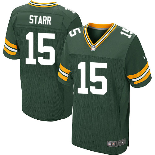 Men's Nike Green Bay Packers #15 Bart Starr Elite Green Team Color NFL Jersey