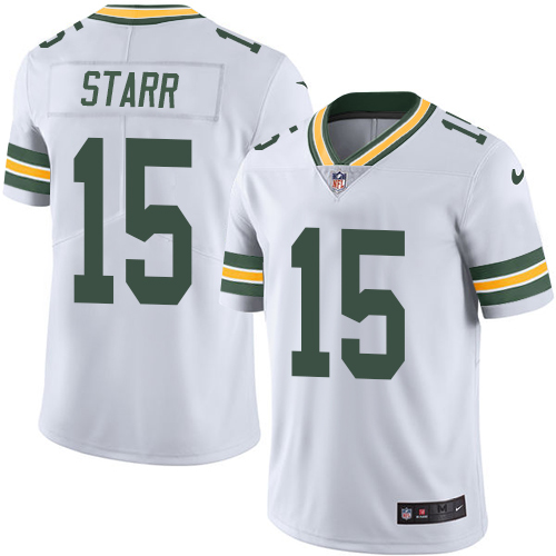 Men's Nike Green Bay Packers #15 Bart Starr White Vapor Untouchable Limited Player NFL Jersey
