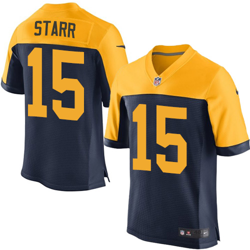 Men's Nike Green Bay Packers #15 Bart Starr Elite Navy Blue Alternate NFL Jersey