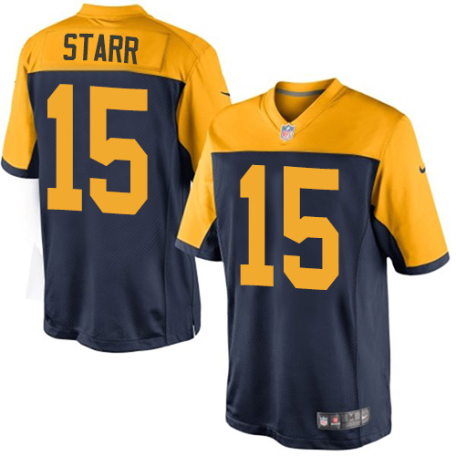 Youth Nike Green Bay Packers #15 Bart Starr Navy Blue Alternate Vapor Untouchable Elite Player NFL Jersey