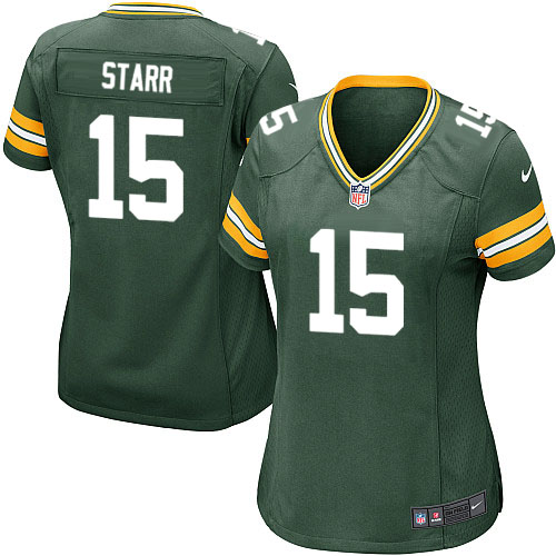 Women's Nike Green Bay Packers #15 Bart Starr Game Green Team Color NFL Jersey
