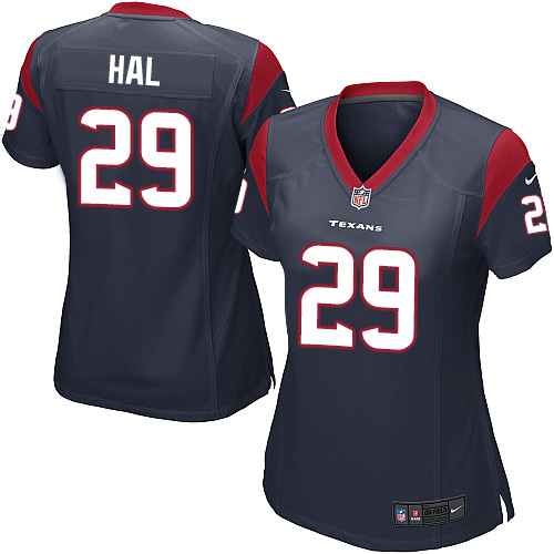 Women's Nike Houston Texans #29 Andre Hal Game Navy Blue Team Color NFL Jersey